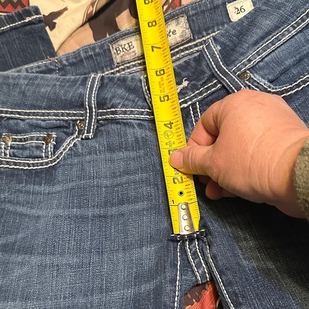 763.   BKE Starlite Blue Cropped Jeans with White Stitching size 26 - Picture 8 of 11